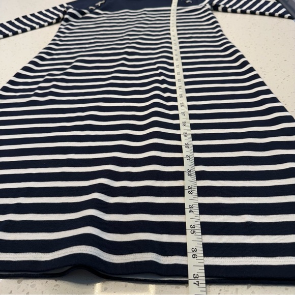 Lauren Ralph Lauren Navy White Striped Shift Dress Nautical Women’s Medium - Picture 7 of 7